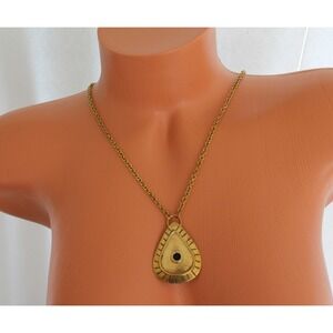 Ten Thousand‎ Villages Brass MVUA Pendant Necklace Handcrafted in Kenya 14"